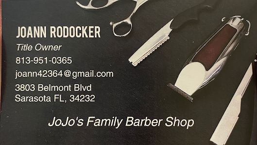 JoJo's Family Barbershop business card